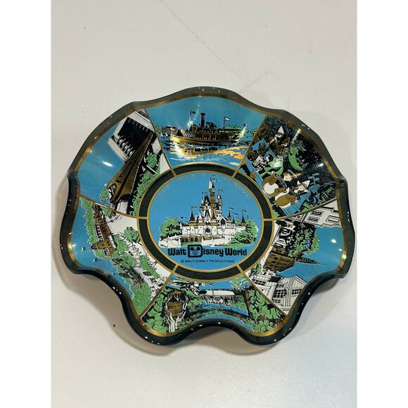 Vintage Walt Disney World Glass Dish Bowl 70s - Picture 1 of 2